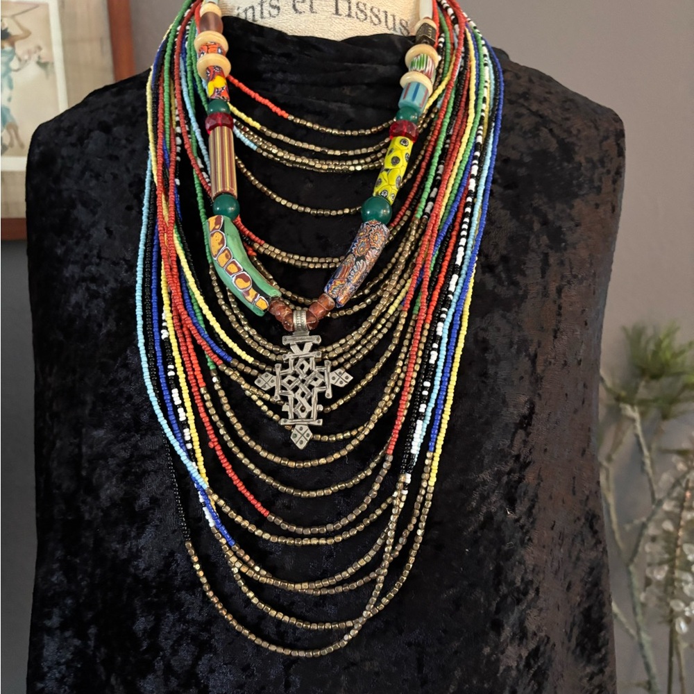 Multicolor Beaded Necklace. Bracelets are gift with purchase.